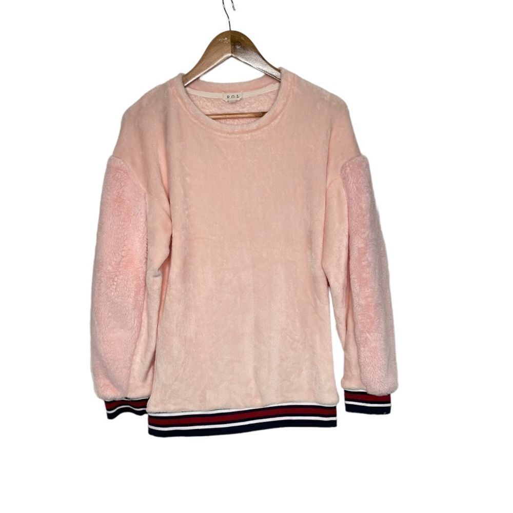 POL Pink Fuzzy Fleece Sweater Pullover
